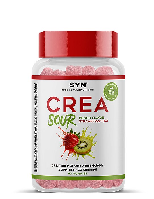 CREA Sour Morango com Kiwi (Creatina em Gomas Cítricas) - pote com 60 un.