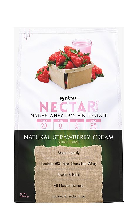 Nectar Naturals Syntrax - Whey Isolado Natural Strawberry Cream (Creme de Morango) 907g - IMPORTADO