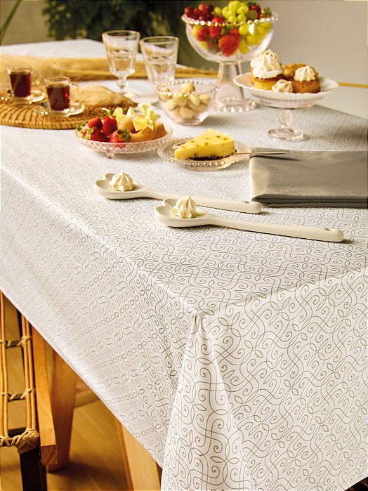 Toalha de Mesa Retangular Teka 8 lugares Elegance Renda
