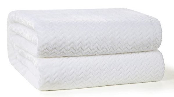 Cobertor Plush Tweed 280gr/m Casal 220 x 230cm Branco Hedrons