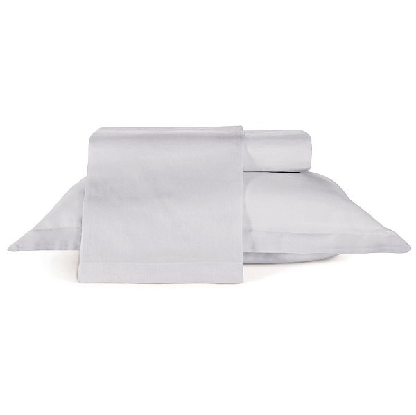 Jogo de Cama 4 Peças Queen Teka 200 Fios Cinza