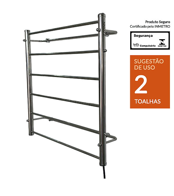 Toalheiro Térmico de Parede em Inox ZZONN com 6 Barras - Modelo M06SD-1 - 127V