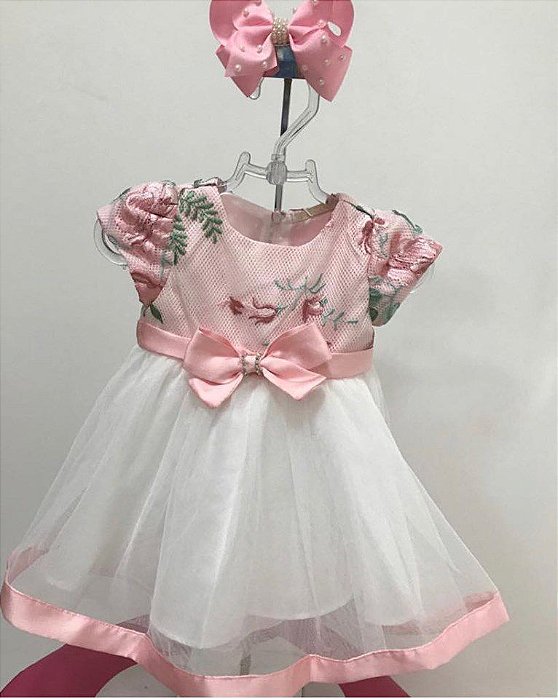 vestido de festa rosa para bebe