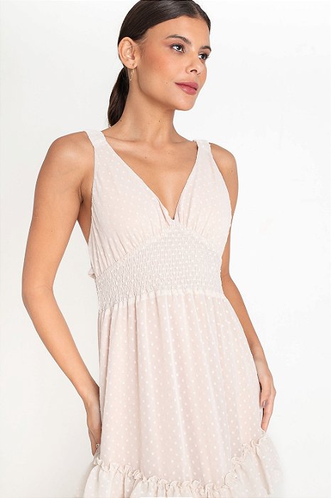 VESTIDO LONGO PIN POIS HELENA NUDE