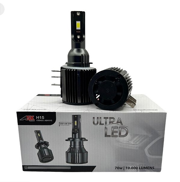 Lampada Super Led H15 Asx 10000 Lúmens Com Cooler 6000k 70w para Golf Mk7