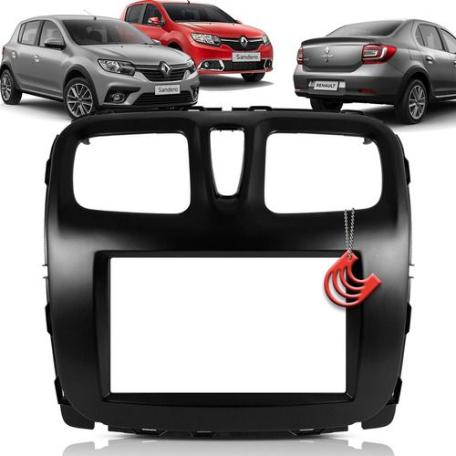 Moldura 2 Din Renault Logan e Sandero 2016 a 2018 - Black Piano