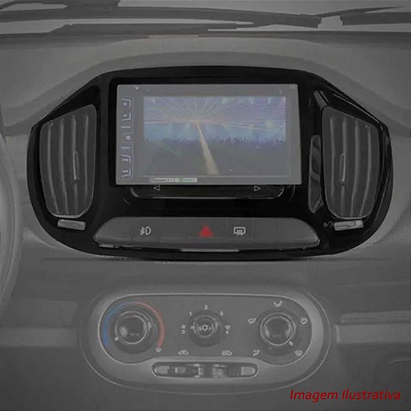 Moldura Painel Fiat Uno Vivace 2015 A 2017 2 Din Black Piano