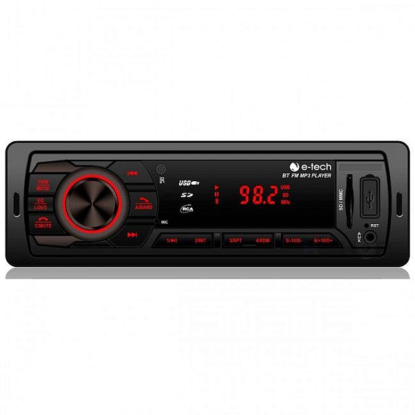 Rádio Player Mp3 Automotivo E-tech Premium  Bt/Fm/usb/sd/aux