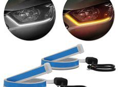 Fita de LED DRL Dual Color Universal 3000K 6000K 12V 6,8W Farol e Seta Luz Diurna Daylight 60cm MARCA ASX