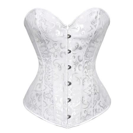 Corset Branco Brocado - PRONTA ENTREGA
