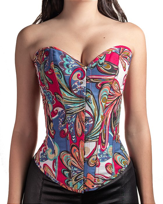 Corset Aquarela Azul - PRONTA ENTREGA