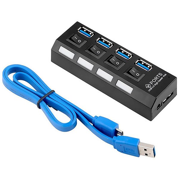 Hub USB MD9 4 Portas 3.0 com Interruptor Energia e Cabo - 7873