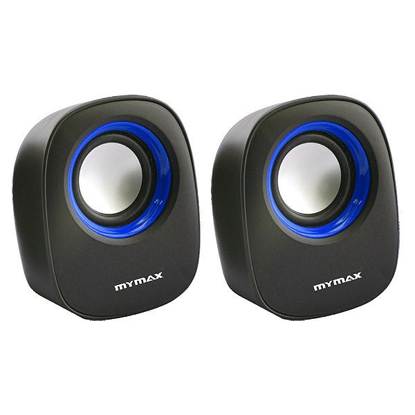 Caixa de Som Mymax 2.0 USB P2 6W RMS Preto/Azul - SPK-SP205/BL