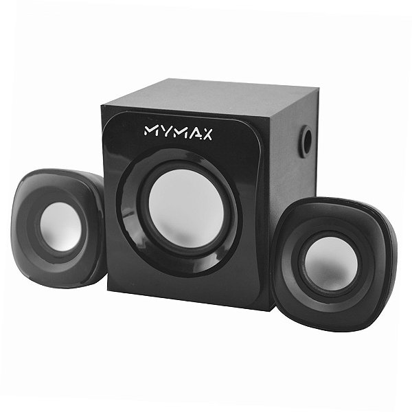 Caixa de Som Mymax 2.1 com Subwoofer, USB, P2, 7W RMS, Preto - SPK-SP315/BK  - Saqueti