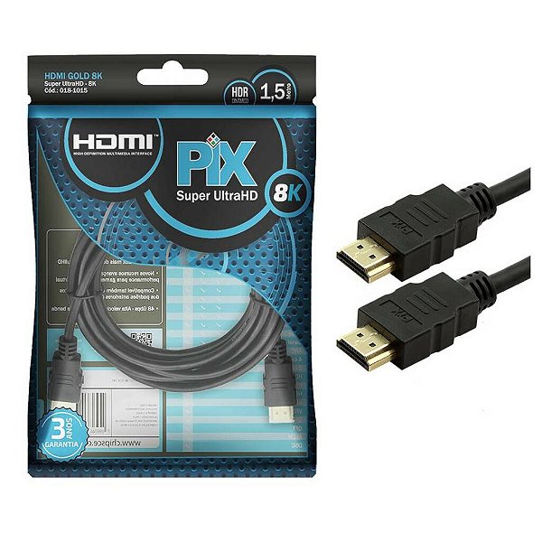 Cabo HDMI 2.1 PIX 1,5 Metros Ponta Gold - 018-1015