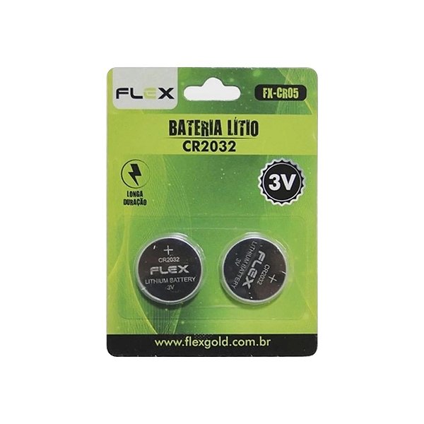 Bateria CR2032 3V Lítio com 2 Unidades Flex - FXCR05