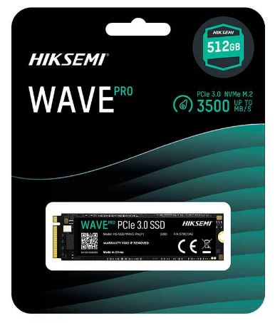 SSD M.2 NVMe 512GB Hiksemi Wave PRO 3D NAND PCIE 3.0 Leitura 3500MB/s e Gravação 1800MB/s - HS-SSD-WAVE PRO(P) 512G