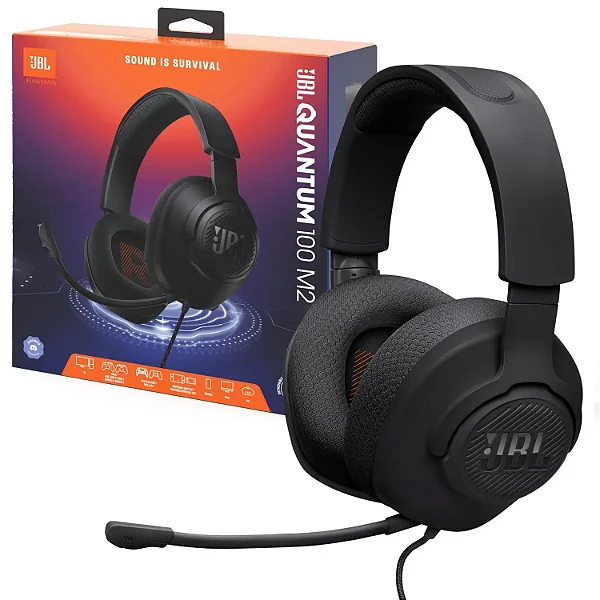 Headset Gamer JBL Quantum 100 M2, Microfone Removível, conector P3, Preto - 28913835