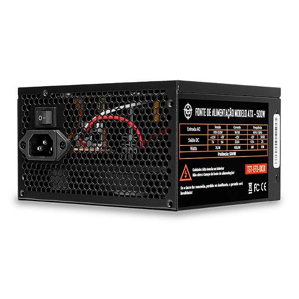 Fonte 500W Real TGT Enfield Bivolt Automático Cabos Flat - TGT-EFD-BK01