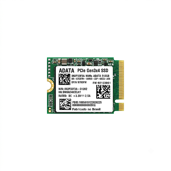 SSD M.2 NVMe 512GB Adata 3D NAND PCIE 3.0 Leitura 2000MB/s e Gravação 1300MB/s - IM2P33F3A