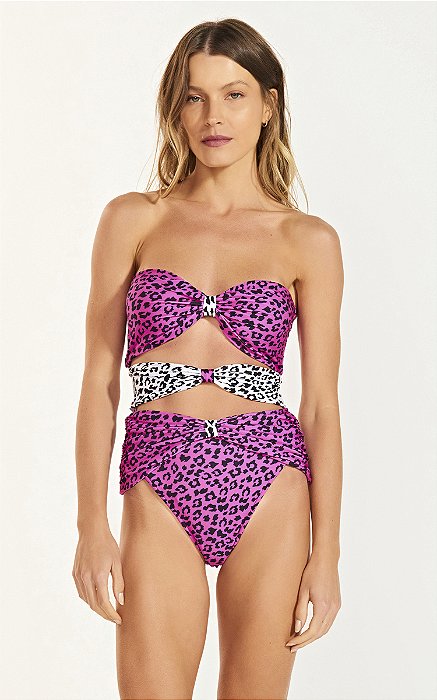 Maiô Sara Leopardo Rosa