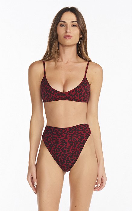 Biquíni Hot Pants Lia Red Jacquard