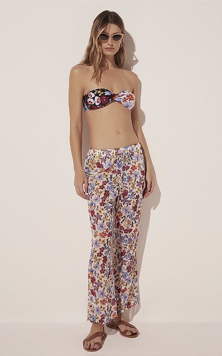 Calça Pantalona Jardim Floral