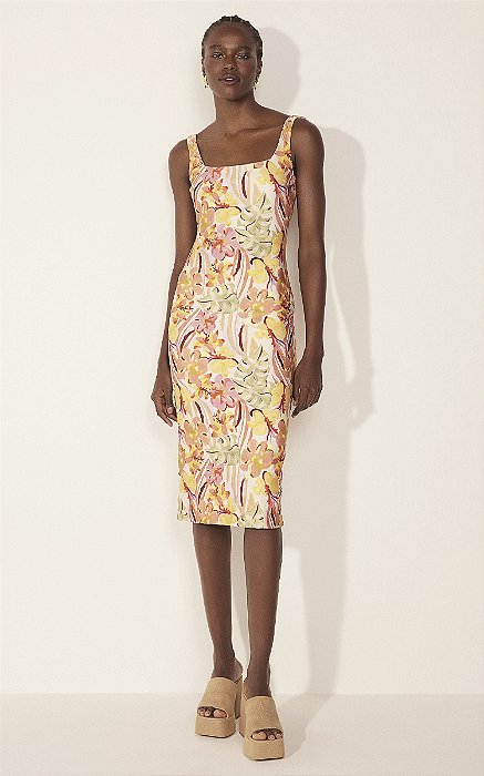 Vestido Midi Arte Floral