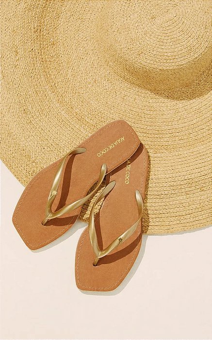 Chinelo Tiras Mistura Tropical Dourado