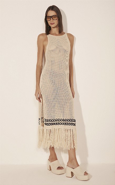 Vestido Midi Arraia Bege