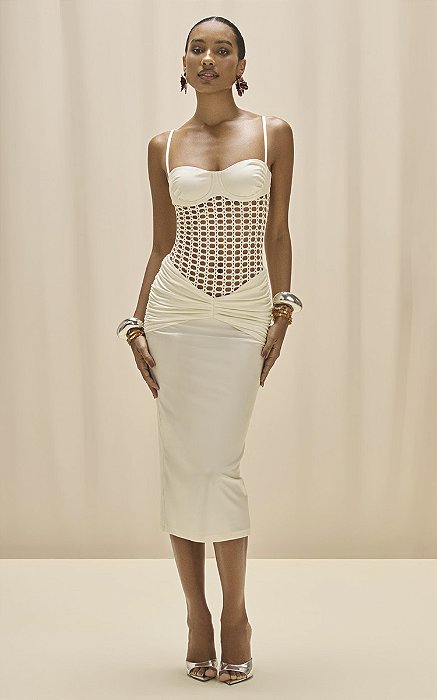 Vestido Midi Tela Selene Off White