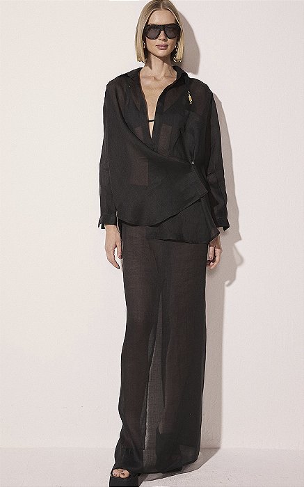 Camisa Manga Longa Aviamento Boaboa Preto