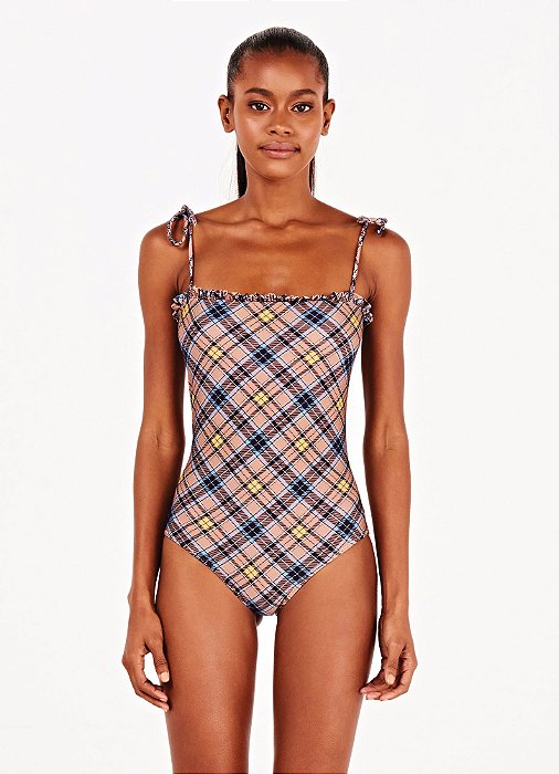 Maiô Julian Babado Tartan Nude