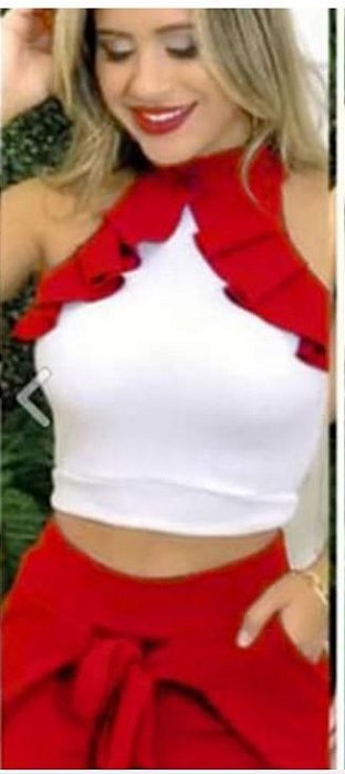 Conjunto Cropped Vermelho e Branco e Shorts Vermelho - Alexia Fashion Lojas  de Roupas Femininas & Masculinas Adulto Infantil Vendas Online