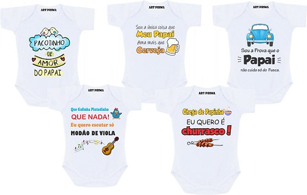 Roupa de Bebe Recém Nascido Body De Bebê Roupinha Frases Divertidas Papai  Kit 5 Pçs Barato - Art Prima Personalizações