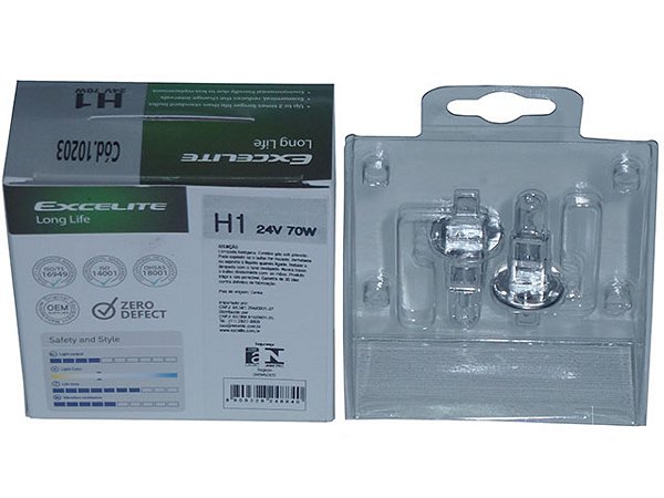 Lampada H1 24V 70W Filamento Reforcado LINHA PESADA (H124V)
