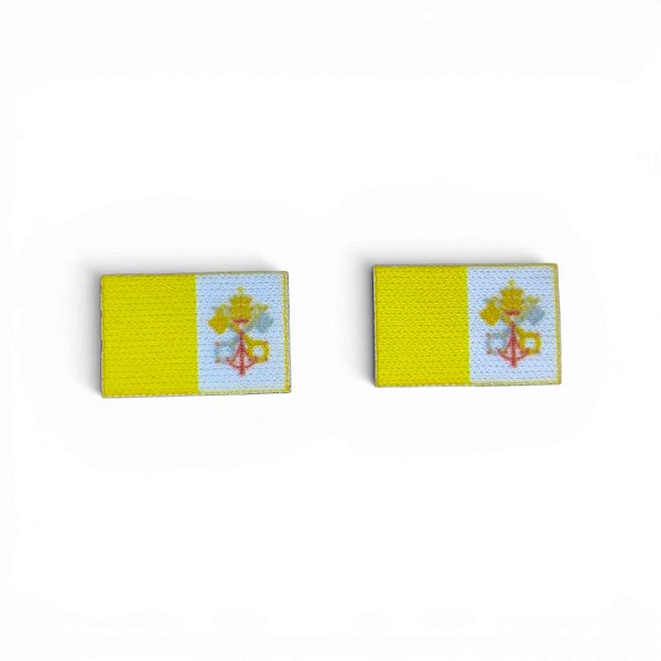 Emblema, Etiqueta Termocolante - Bandeira do Vaticano - Tamanho 17X12 mm - (Pacote com 5 pares de bandeirinhas)