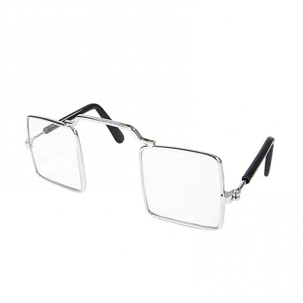 Óculos pet quadrado- Armação metal (cor níquel)  e lente acrílica - 8cm