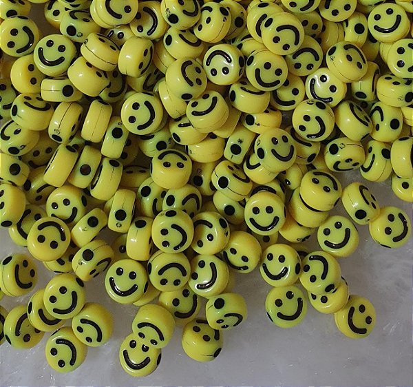 Entremeio Passante SMILE - Carinha Feliz - Amarelo - 7mm - *pacote com 50 unidades*