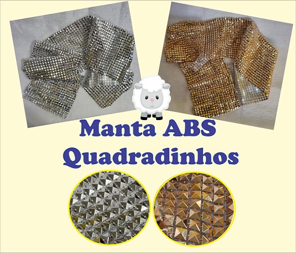 Manta em ABS QUADRADA (Pirâmide) - Prateada ou dourada -  1 metro x 12cm -