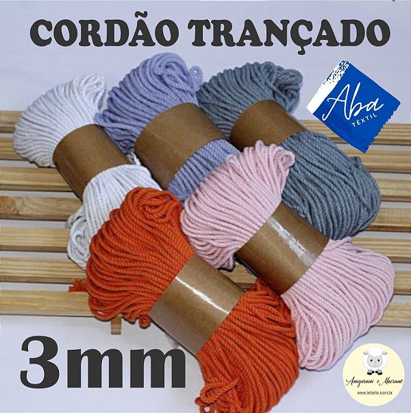 3mm - Cordão New York - Aba Textil -  100% algodão - Rolo com 50 metros