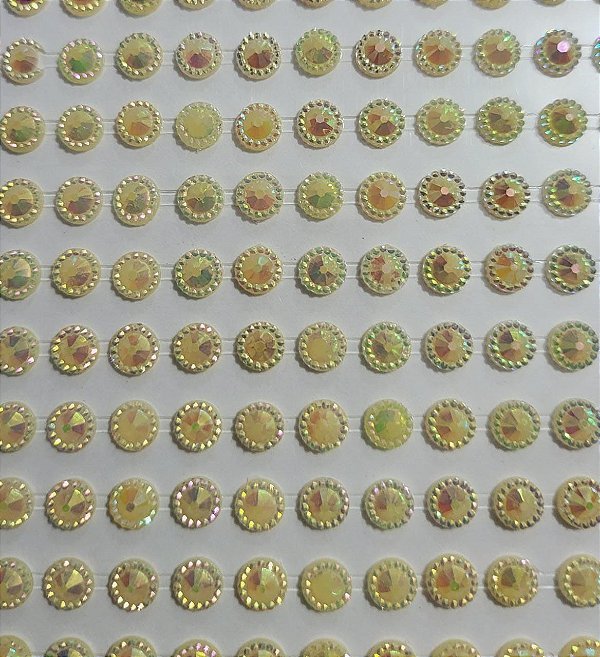 Sticker - Cartela Adesiva - Autocolantes - Flor perolada irizada neon - 4 mm, 5mm e 6mm
