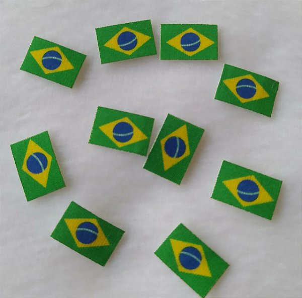 Emblema, Etiqueta Termocolante - Bandeira do Brasil- Tamanho 17X12 mm - (Pacote com 5 pares de bandeirinhas)