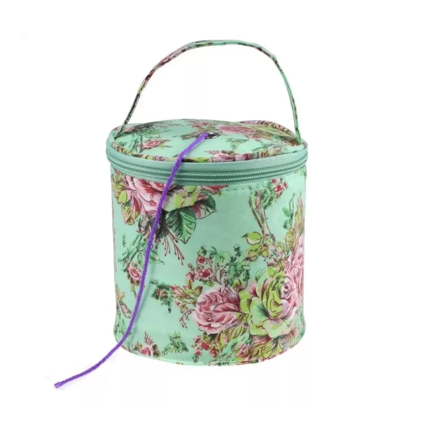 Porta Novelo de tecido com zíper e alça - 15cm - Venda por Unidade