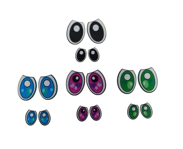 Olho termocolante - LABUBU - (15X11mm ou 25x18mm) - Venda do par do tamanho e cor escolhida