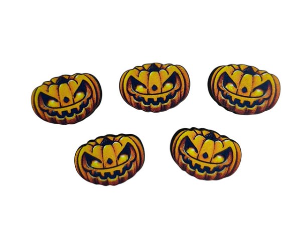Aplicação estampada em MDF - Abóbora - 16x12mm - Pacote com 5 unidades