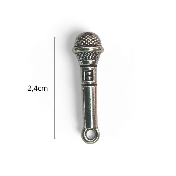 Pingente/Miniatura Microfone - Metal - 2,4cm - Venda por PAR