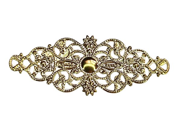 Conector/Aplicador de Filigrana - 6,2cm - Dourado - Metal - Venda por PAR