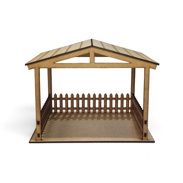 Presépio de Natal em MDF Cru (Cenário / Estábulo) - Altura: 18,5cm - Largura: 24cm - Profundidade: 20cm - Envio do presepio desmontado