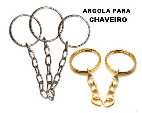 Argola Metálica para Chaveiros - Cores: Prateado ou Dourado  - 2.5 cm - (Pacote com 10 Unidades)